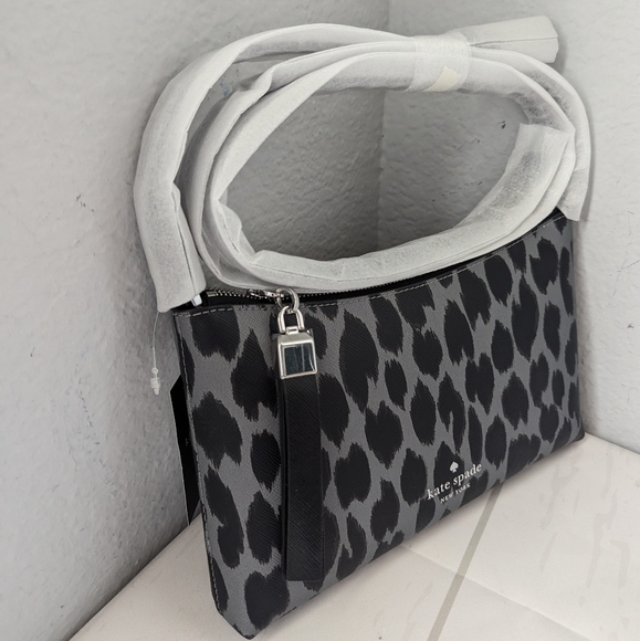 Kate Spade Sadie Animal Print Crossbody Grey Multi - Picture 4 of 4